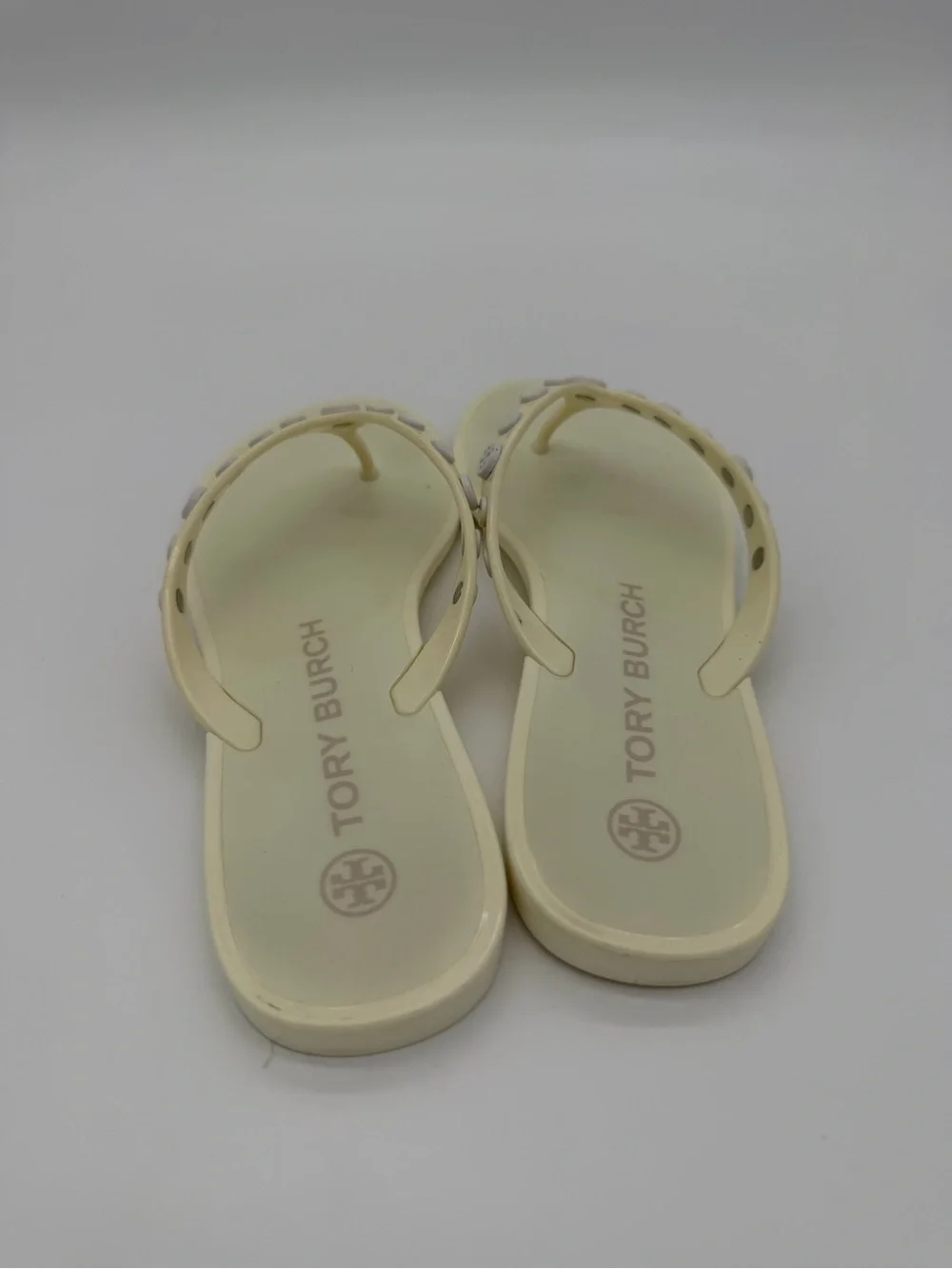 Tory Burch Cream Jelly Stud Flip Flop Sandals size 6